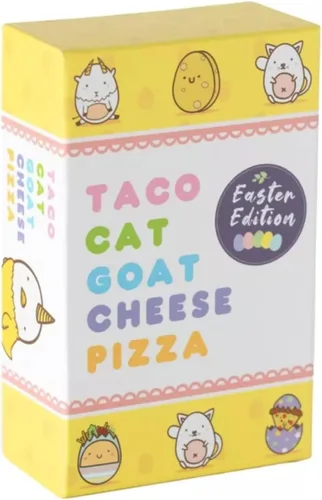 Taco Cat Goat Cheese Pizza Edición Pascua Juego de cartas para noche de juegos familiares | Relleno de cesta de Pascua sin dulces | Rondas de 15