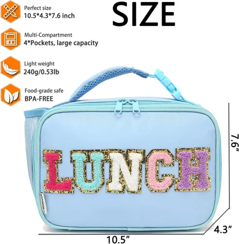 Miniatura 3 de GYEUKHAM Lonchera Aislada para la Escuela, Bolsas de Almuerzo Térmicas Reutilizables Duraderas Congelables para Niños Niñas Hombres Mujeres - azul