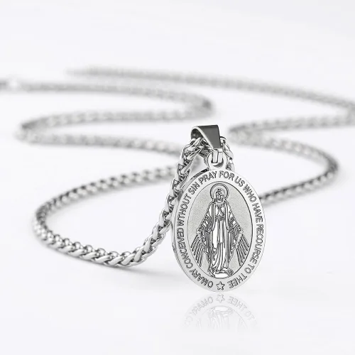 Miniatura 15 de P. BLAKE Collar ovalado de San Cristóbal, Miguel, José, Jude/Virgen María/José/Francisco/Patrick/Anthony/Benedict/Thomas para hombres y mujeres