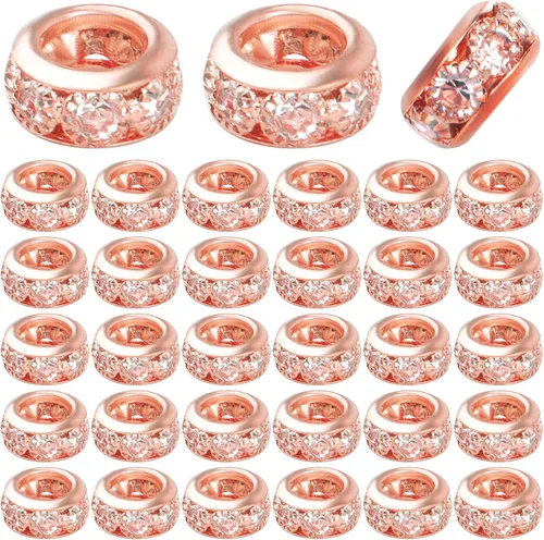 Miniatura 21 de BronaGrand 40 cuentas espaciadoras europeas de diamantes de imitación de 0.315 pulgadas (0.315 in), cuentas espaciadoras de cristal para bricolaje