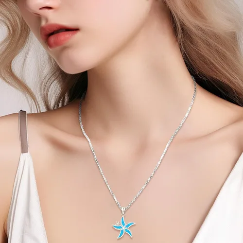 Miniatura 5 de LOOVE Collar de plata de ley con diseño de gato, búho, delfín, tortuga, piedra lunar, concha de abulón, ópalo de cristal, lindos animales, regalo