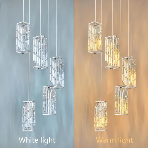 Miniatura 8 de Iluminación colgante de cromo, lámpara colgante moderna, mini candelabros de cristal, lámpara colgante ajustable para cocina, isla, comedor