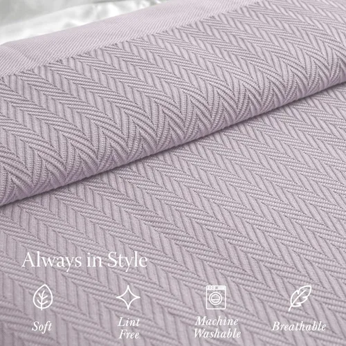Miniatura 4 de Threadmill Mantas de algodón de lujo para cama tamaño King Manta 100% algodón para todas las estaciones Manta térmica de otoño suave de espiga