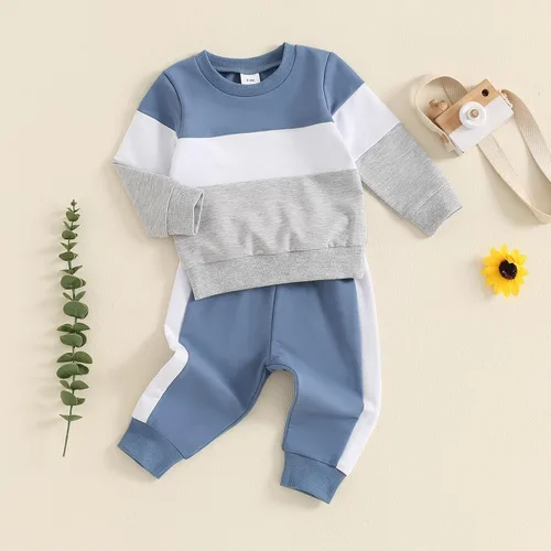 Miniatura 28 de Conjunto de sudadera de manga larga con cuello redondo y pantalones deportivos para bebés, ropa de invierno para bebé