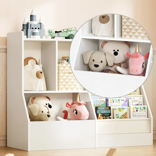 Miniatura 7 de MAHANCRIS Estantería y almacenamiento de juguetes para niños de 39.4 pulgadas, estante de 7 capas para libros, estantería para niños, estantería