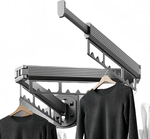 Estante de secado de pared montado, perchero para ropa sucia, perchero para ropa sucia, perchero montado en la pared, estante colgante para cuarto
