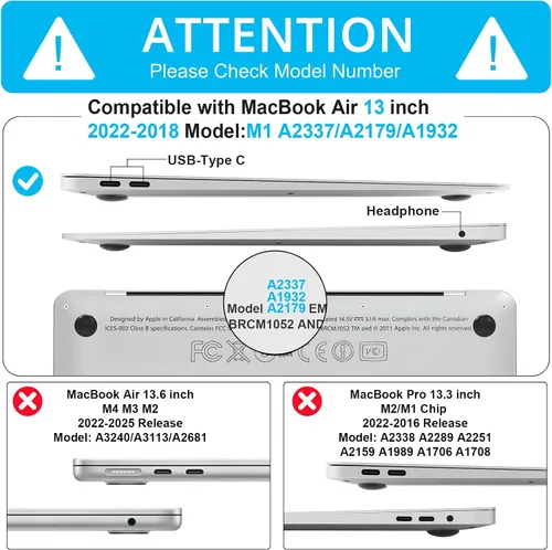 Miniatura 2 de B BELK Funda compatible con MacBook Air de 13 pulgadas 2022 2021 2020 2019 2018 A2337 M1 A2179 A1932 Touch ID, carcasa rígida de plástico mate