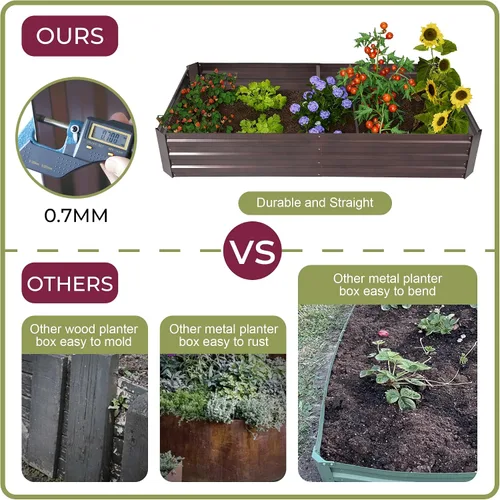 Miniatura 7 de LuxenHome - Kit de cama de jardín elevada galvanizada de 6 x 3 x 1 pies, para exteriores, caja rectangular de metal para jardinería, maceta grande