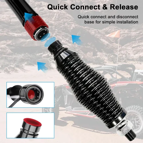 Miniatura 2 de 1 pieza de luces de látigo con base de resorte, base de resorte de látigo LED de liberación rápida para ATV, resorte de látigo de ATV para UTV, ATV