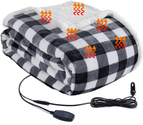 Miniatura 12 de Big Ant Manta eléctrica para automóvil de 12 V con apagado automático de 4 horas, manta eléctrica de nivel de calentamiento rápido para automóvil