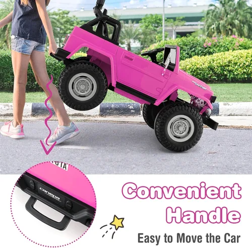 Miniatura 5 de Costzon Auto de 2 plazas, camión Toyota FJ40 con licencia de 12 V con control remoto de 2.4 G, suspensión de resorte, caja de almacenamiento, luces