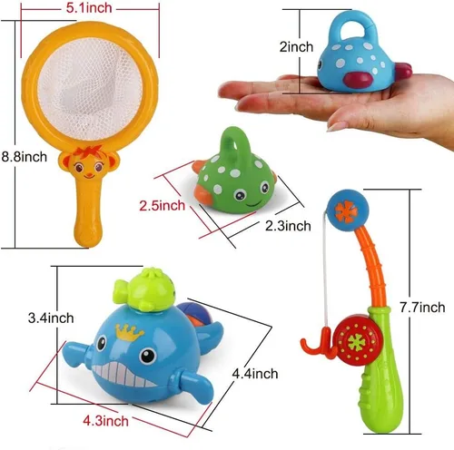 Miniatura 7 de Dwi Dowellin Juguetes de baño, juegos de pesca, ballenas de natación, juguete para la tina de baño, para niños pequeños, conjunto de peces