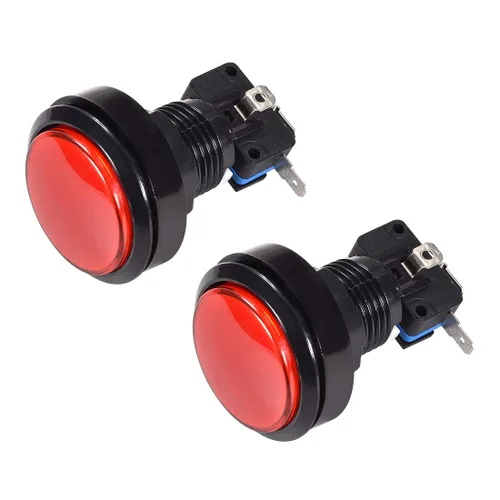 Miniatura 5 de uxcell Botón pulsador de juego 1.811 in redondo 12V LED iluminado interruptor de botón con micro interruptor para videojuegos arcade azul 2 unids