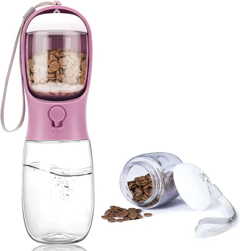 Miniatura 14 de Botella de agua para perros con recipiente para alimentos, dispensador de agua portátil a prueba de fugas para mascotas, para caminar, senderismo