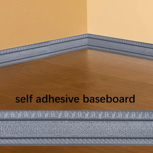 Miniatura 2 de Yutianli Moldura de Corona Despegar y Pegar Borde de Papel Tapiz Base de Pared Flexible Moldura Ribete Autoadhesiva Zócalo de Vinilo Gris Plateado