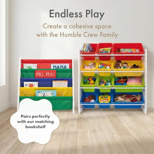 Miniatura 8 de Organizador de juguetes para niños con cajas de almacenamiento Tot Tutors, Espresso, Madera, Blanco (White/Primary)