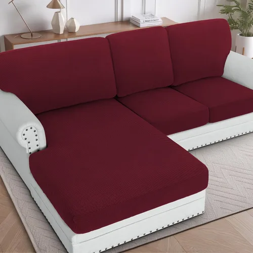 Miniatura 21 de H.VERSAILTEX Fundas para sofá seccional, 4 piezas, fundas de cojín de asiento de sofá en forma de L, fundas de cojín separadas para chaise longue