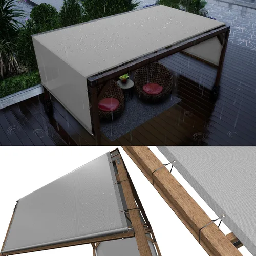 ColourTree Cubierta de Repuesto para Toldo de Sombra Solar de Pérgola Impermeable Gris de 8' x 12' UPF50, Tela de Grado Comercial 260 GSM para Patio