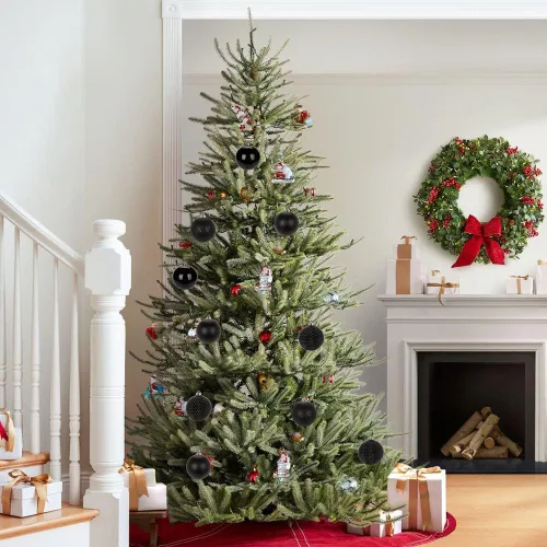 Miniatura 2 de Esferas de adorno de Navidad de 4.7 pulgadas, decoraciones de Navidad grandes, árbol de Navidad, inastillables, grandes, negras, con lazo