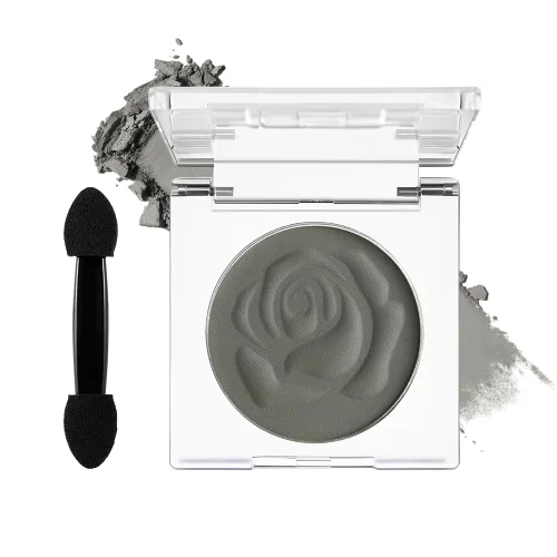 DE'LANCI Sombra de ojos gris oscuro mate, paleta de sombra de ojos gris mate individual de larga duración maquillaje de ojos grises naturales,