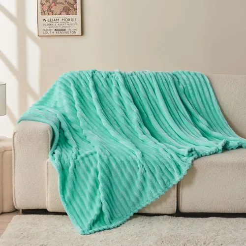 Miniatura 8 de NEWCOSPLAY Manta de Tiro Súper Suave Aqua Franela Sedosa Premium Forro Polar Jacquard Acanalado 3D Ligero Manta de Cama Uso en Todas las Estaciones