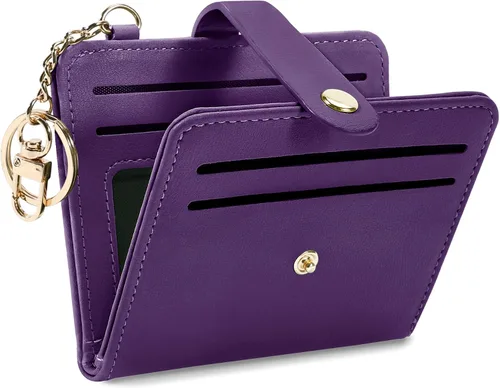 Miniatura 19 de Airkit Billeteras pequeñas para mujer, con bloqueo RFID, de cuero, con ventana de identificación, carteras para tarjetas para mujer, con monedero
