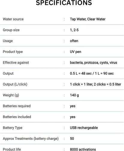 Miniatura 10 de SteriPen Purificador de agua ultra UV, recargable por USB, pantalla OLED de alto contraste, trata hasta 8,000 litros, senderismo, camping, viajes