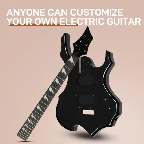 Miniatura 5 de Ktaxon Kit de guitarra eléctrica DIY con cuerpo sólido, kits de guitarra eléctrica de 6 cuerdas con cuello de arce, correa para el hombro, pastillas