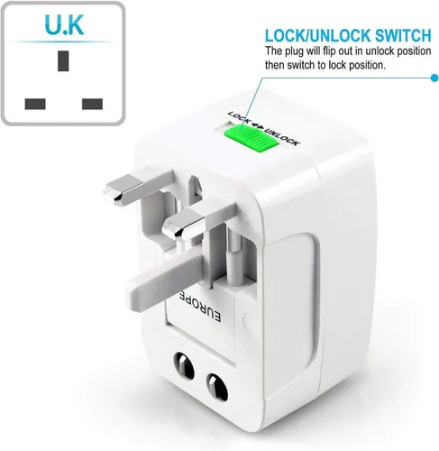 Miniatura 5 de Convertidor de adaptador de corriente universal portátil en todo el mundo, todo en uno, cargador de pared de viaje internacional fuera del país