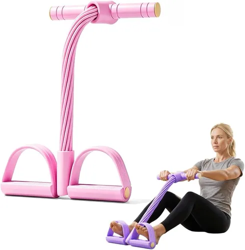 Miniatura 12 de 21 bandas de resistencia de fitness, 4 tubos de pedal de tobillo, banda de resistencia con mango, dispositivo de resistencia de pedal desmontable