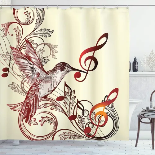 Miniatura 138 de set de cortina para baño decorativa de tela de poliéster con ganchos