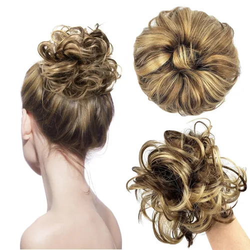 HAIR COUTURE Avanti Moño desordenado - Pieza de extensión sintética instantánea, con pelo rizado ondulado postizo para mujeres