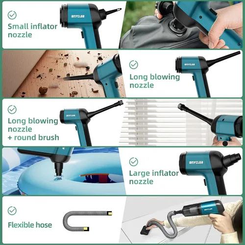 Miniatura 5 de Aspiradora de mano inalámbrica para automóvil, 12000PA de alta potencia, fuerte succión quitapelusas y soplador de aire, mini aspiradora portátil
