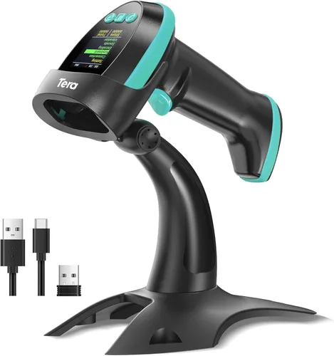 Miniatura 9 de Tera Escáner de Código de Barras Inalámbrico con Pantalla: Versión Pro 1D 2D QR con Teclado de Configuración, Cuna de Carga, Funciona con Bluetooth