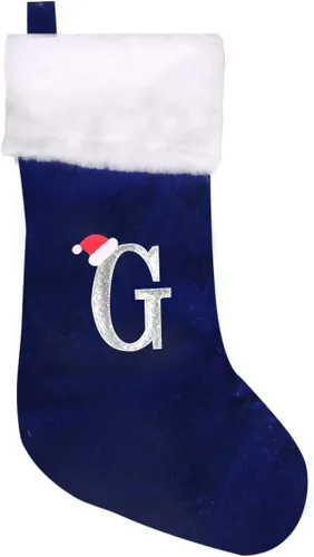 Miniatura 54 de Medias de Navidad de 20 pulgadas con monograma, letras, medias súper suaves grandes de Navidad, medias de monograma rojo para Navidad, regalo