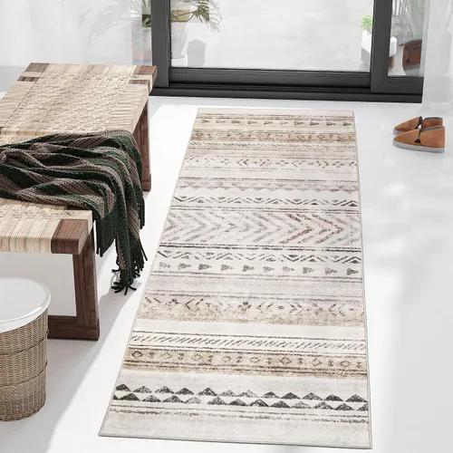 Miniatura 20 de Art&Tuft Alfombra de área de 8 x 10 pies, súper suave, ultrafina, marroquí, lavable, antideslizante, para sala de estar, plegable, geométrica, Gris