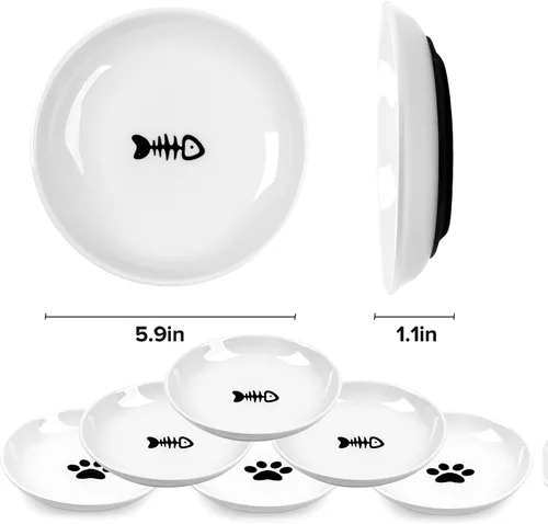 Miniatura 2 de Cuencos para gatos, sin derrames, con bigote y fatiga para gatitos, con silicona antideslizante, platos de cerámica para gatos, agua y húmedos