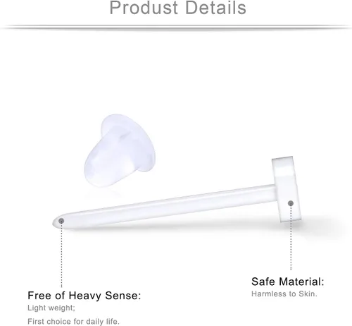 Miniatura 2 de Ruifan pelota de Bioplast flexible PVC de plástico en blanco pasador para Oído Nariz Hueso sin níquel arete Piercing retenedores 0.70 onzas