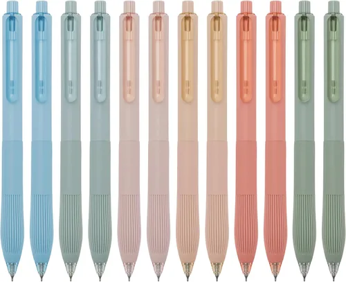 Miniatura 10 de Linbsunne Bolígrafos de gel de tinta color negro para oficina, de punta fina de 0.5 mm, de trabajo retráctil de escritura suave (12 unidades)