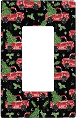 Miniatura 20 de Cubierta de interruptor de luz dúplex de 1 banda, cubierta decorativa de Navidad con copos de nieve rojos, placa frontal decorativa para cocina