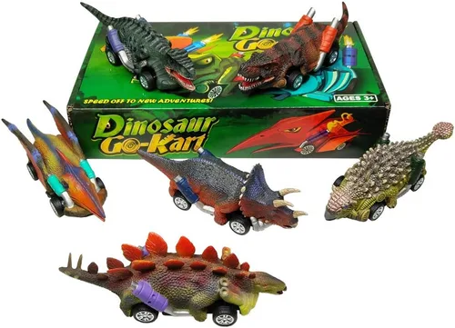 Miniatura 6 de DINOBROS Coches de juguete de dinosaurio, paquete de 6 juguetes de dinosaurio para niños y niñas de 3 años, juguetes para niños de 3, 4, 5 años