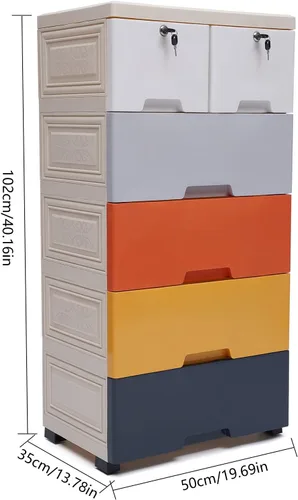 Miniatura 3 de LOYALHEARTDY Morandi - Cómoda de plástico con 6 cajones, organizador alto para armario, torre de almacenamiento vertical de ropa para ropa