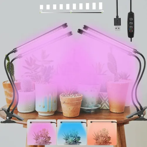 Miniatura 12 de Sunny Power Luces de cultivo con clip para plantas de interior de espectro completo, luz LED de 6000 K para cultivo en interiores con temporizador
