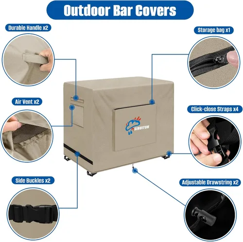 Miniatura 3 de SIRUITON Cubierta para Carrito de Bar Exterior para Mesa Portátil Exterior de 30 Pulgadas, Tela Oxford 600D de Servicio Pesado Impermeable
