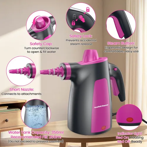 Miniatura 6 de LABIGO Limpiador a vapor, limpiador de vapor natural de mano presurizado multisuperficie con 12 accesorios y bloqueo de seguridad, vaporizador
