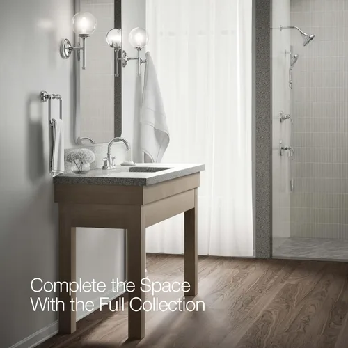 Miniatura 7 de KOHLER 27378-4N-CP Bellera - Juego central de grifo de baño de 4 pulgadas con drenaje emergente, grifo de lavabo de baño de 2 asas, 0.5 gpm, cromo