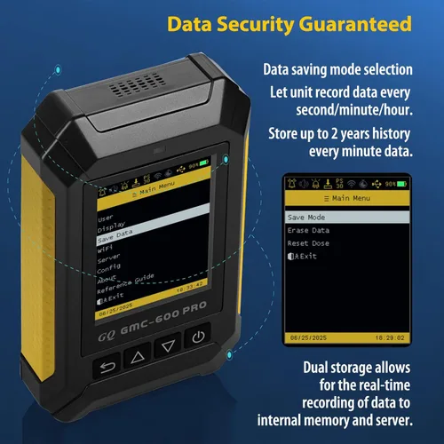 Miniatura 6 de GQ 600 PRO Contador Geiger Detector de Radiación Nuclear – Dosímetro para Alfa, Beta, Gamma, Rayos X – Monitor de Radiación Portátil con Datos