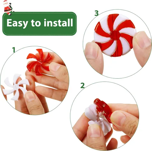 Miniatura 3 de WILLBOND 48 piezas de ornamentos de bastones de caramelo de Navidad, guirnaldas de bastones de caramelo de plástico para colgar en el árbol