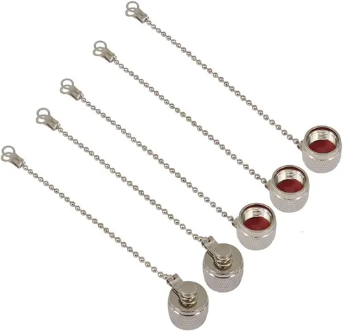 Paquete de 5 conectores TNC antipolvo RF Accesorios TNC Coax Cap cubierta protectora con cadena niquelada para adaptador de conector macho TNC