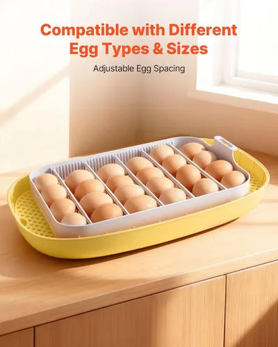 Miniatura 6 de VEVOR Incubadora de 24 huevos, volteador automático de huevos con vela LED, control de temperatura y humedad, ventana transparente de 360°